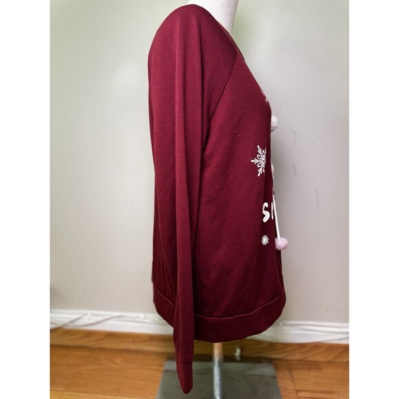 Rocking Around Women’s Snow Day Christmas Sweater Winter Knitted Red Maroon Sz M - Picture 4 of 10
